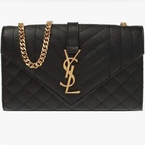 Yves Saint Laurent Black Quilted Crossbody with Gold Chain